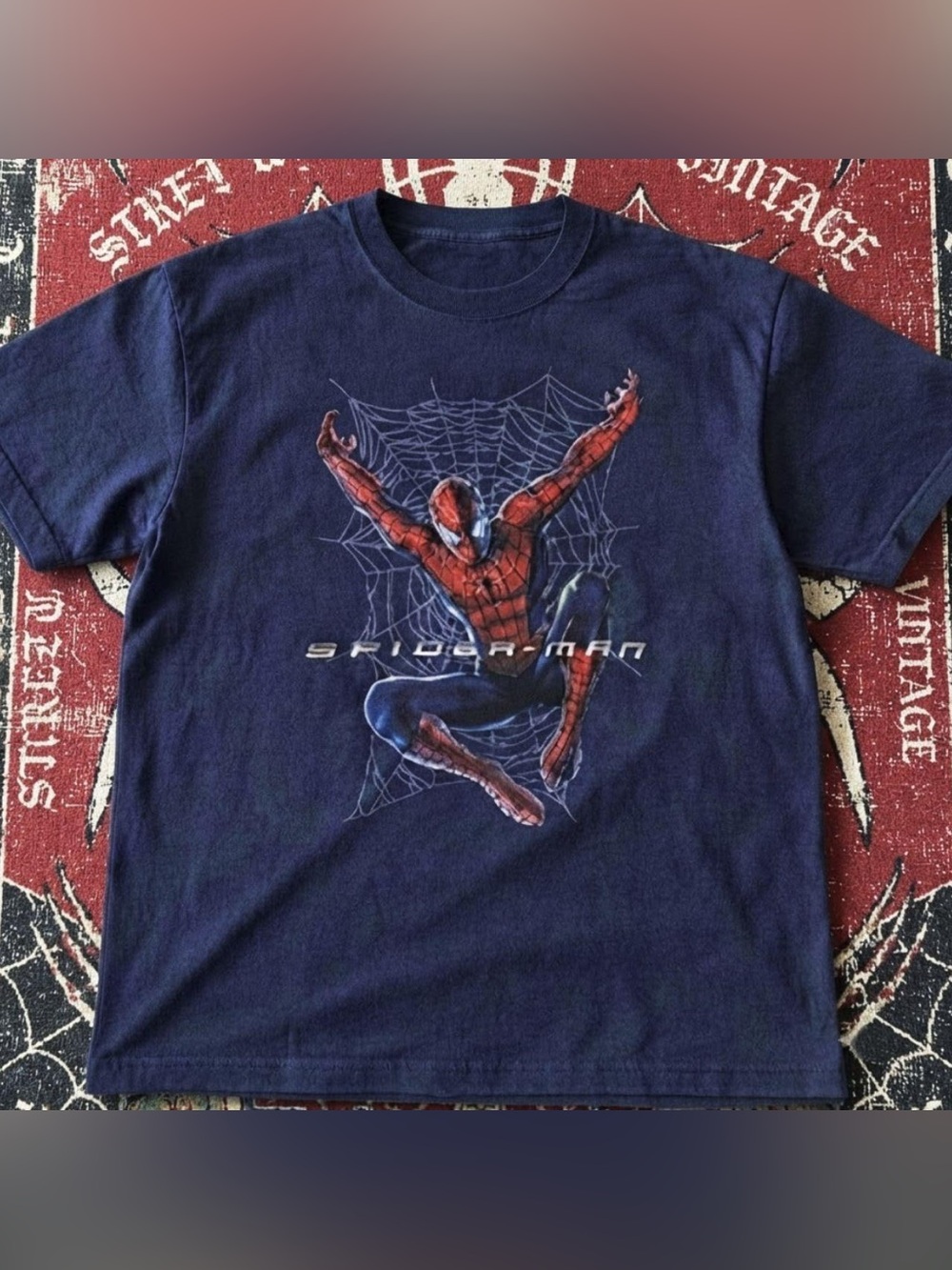 Gildan Navy Spider-Man Graphic Tee with Red & Blue Print